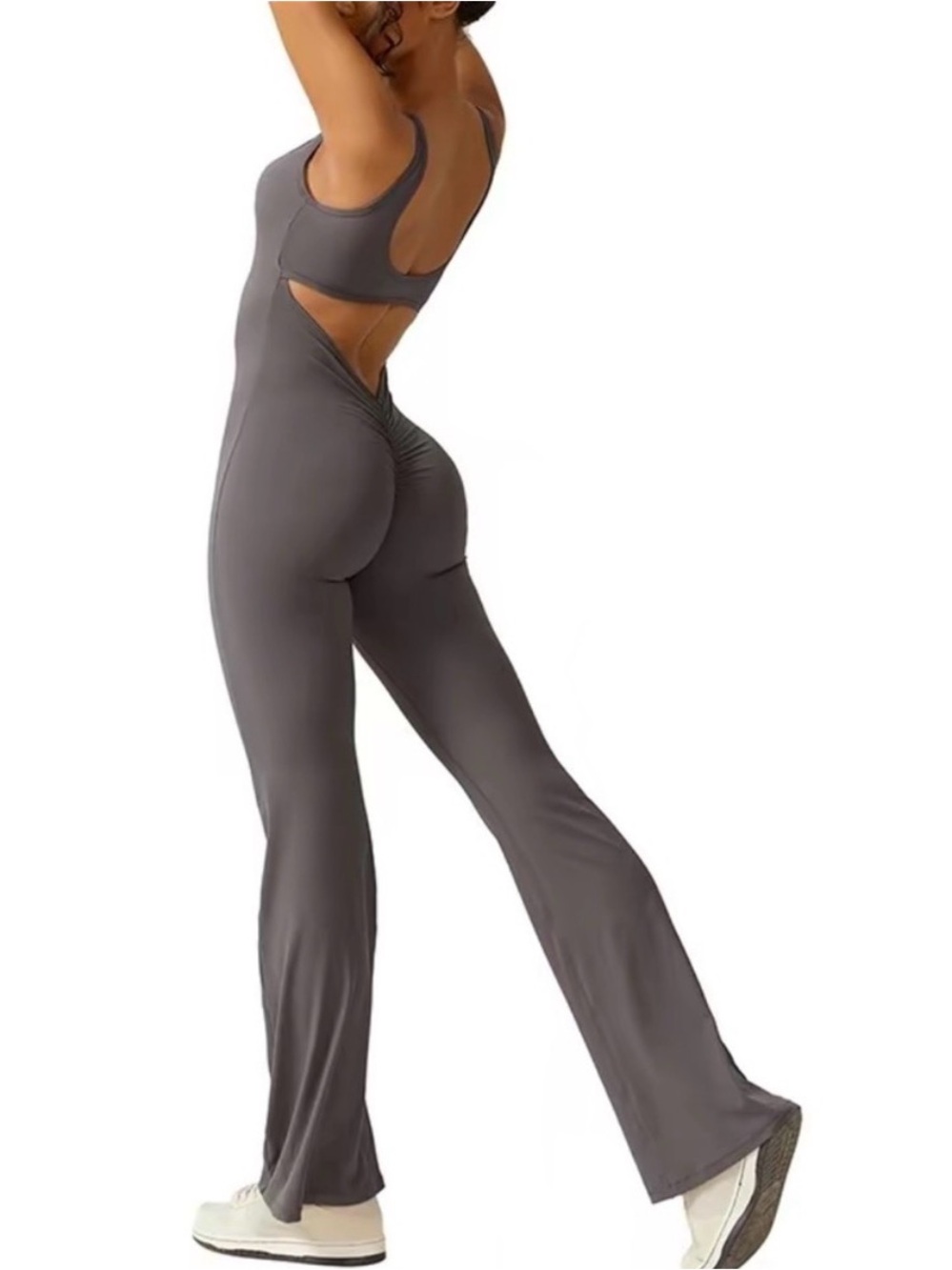 Sleek Sleeveless Cutout Jumpsuit in Gray